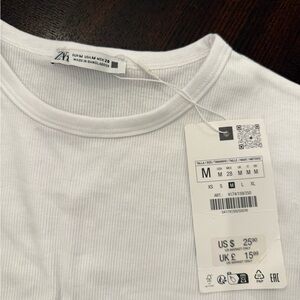Zara Bright White Ribbed bodysuit
